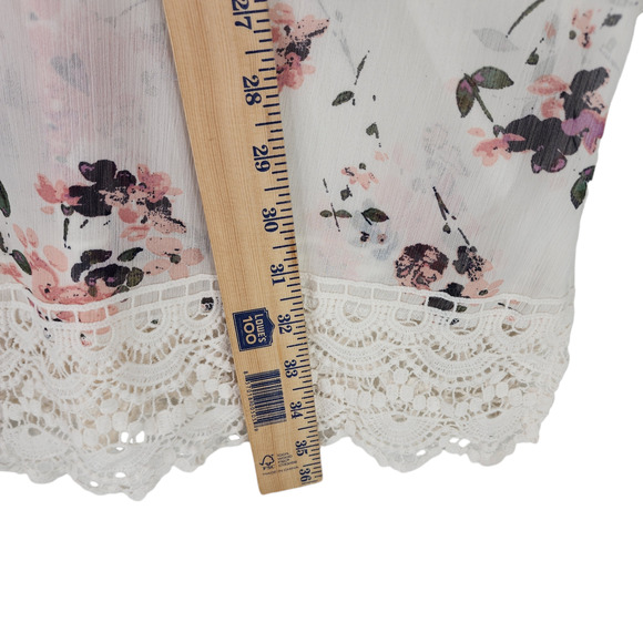 Mason Belle Kimono Tunic Top XXL Womens Open Gauzy Lace Cream Pink Cottage Fairy - Picture 6 of 16